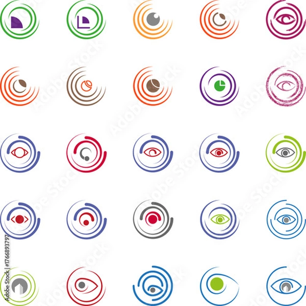 Fototapeta Auge, Logos Sammlung, Auge als Logo, Eine Reihe von Vektorlogos mit dem Bild eines Auges
