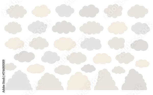 Obraz くすみカラーの雲型のもくもくフレームセット