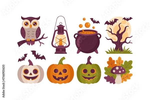 Fototapeta set of halloween elements