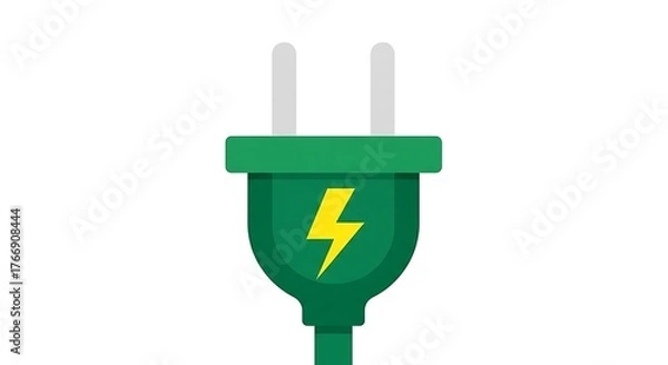 Obraz Green electric plug with lightning bolt symbol for energy.