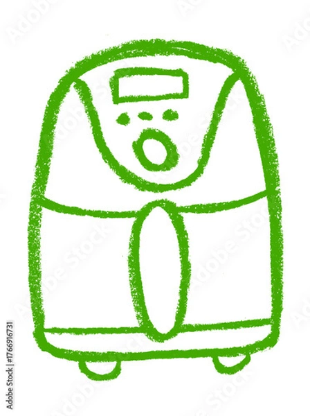 Fototapeta Air Fryer Icon Crayon Chalk Drawing Doodle Vector