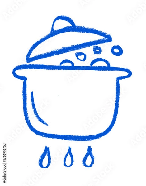 Fototapeta Boiling Icon Crayon Chalk Drawing Doodle Vector