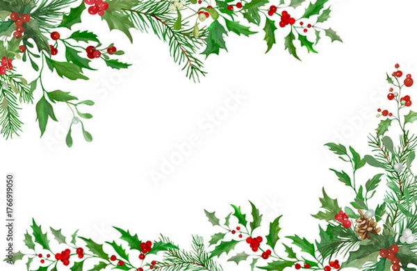 Obraz Christmas holly frame