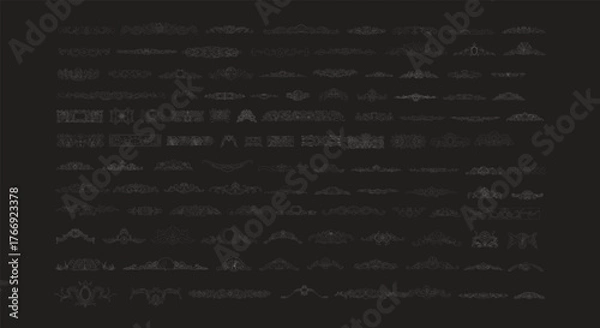 Fototapeta Ornate floral dividers and header designs collection set on dark background