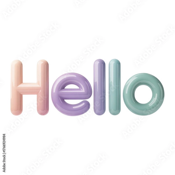 Obraz Hello 3D Text PNG – Soft Gradient Typography Design