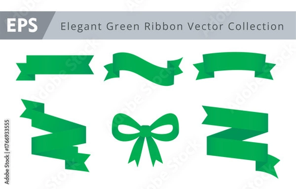 Fototapeta Elegant Green Ribbon Vector Collection Set