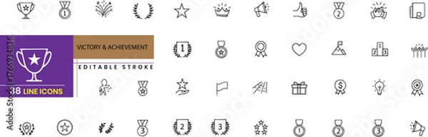 Obraz Victory & Achievement vector line icon pack