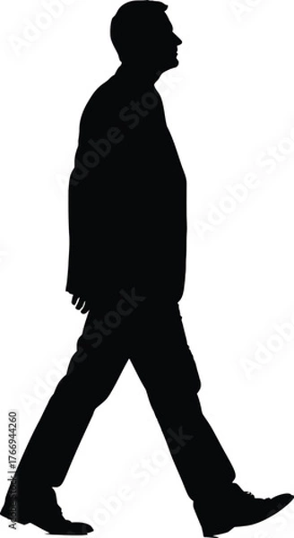 Obraz Silhouette art of a man walking on a transparent background. 
