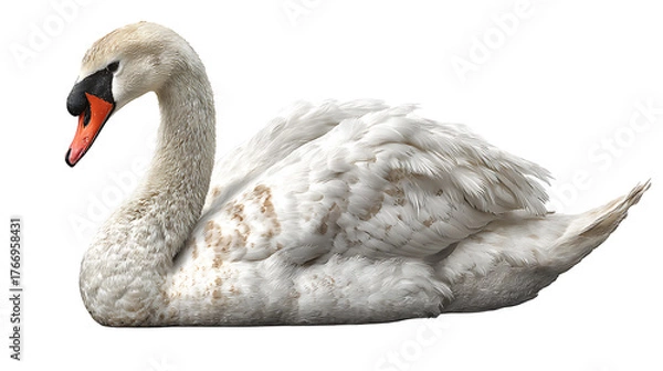 Obraz Realistic swan isolated on a white background. Designed for PNG format
