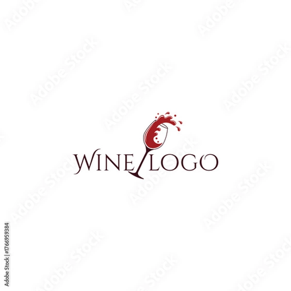Fototapeta Elegant wine logo design featuring a splash and stylized glass shape