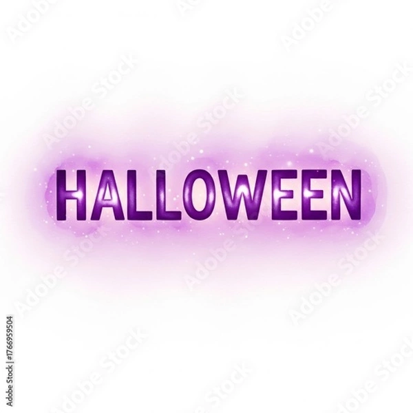 Obraz Halloween Text Effect with Purple Glow on White Background