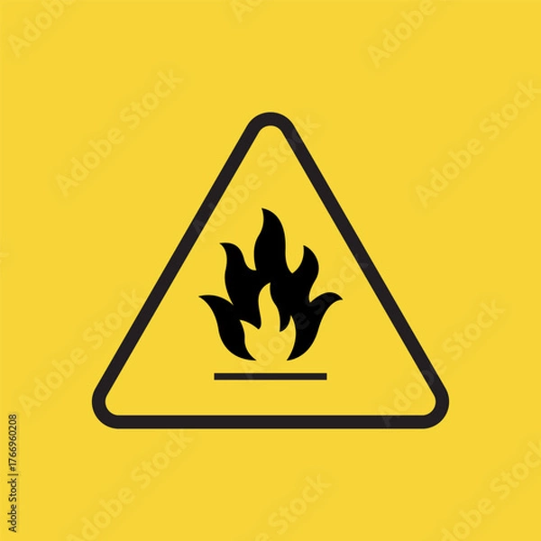 Fototapeta Fire hazard icon flat vector illustration.