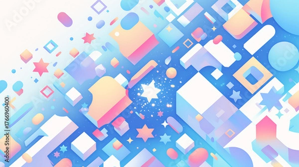 Fototapeta 青いキラキラの背景