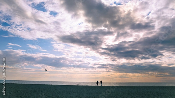 Obraz Landscape of sky with lighted clouds. Beautiful clouds over the sea