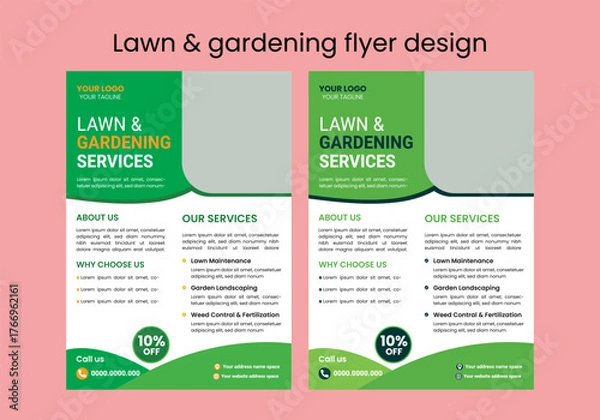 Obraz This editable social media flyer template enhances your garden services' online presence. It is perfect for promoting landscaping, lawn care, and outdoor design services across various platforms 
