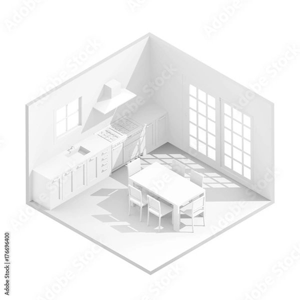 Obraz 3d isometric rendering kitchen