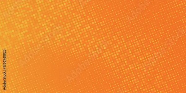 Fototapeta Abstract orange financial technology background, network pixel elements. Abstract science, technology and business background.