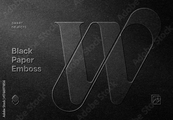 Fototapeta Black Craft Paper Emboss Mockup