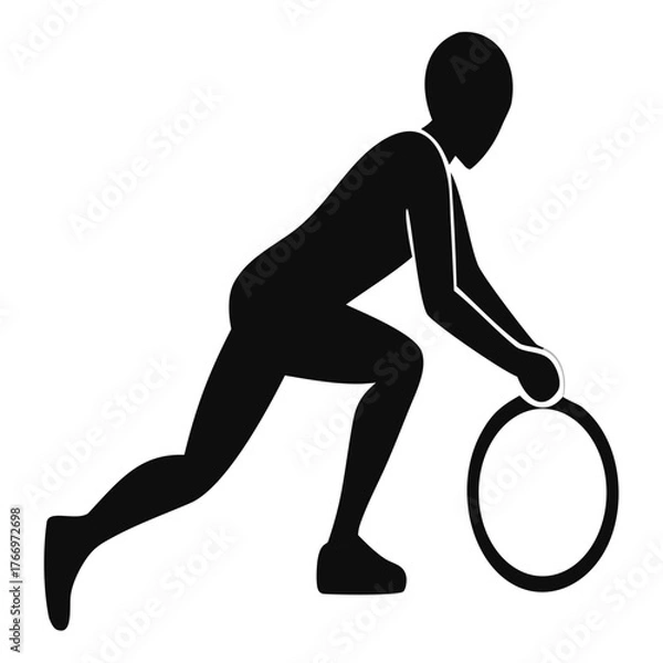 Fototapeta Graceful yoga silhouette performing a stretching pose on a clean white background