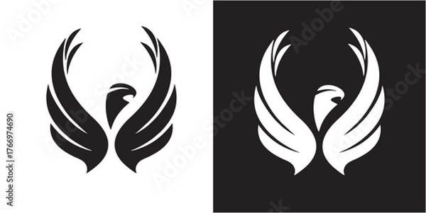Obraz Elegant phoenix logo design rising with strength and grace, a powerful emblem for branding, finance, or security companies seeking a distinctive and memorable symbol of success