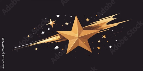Obraz Bright golden star on a black background vector illustration perfect for Christmas and holiday card design