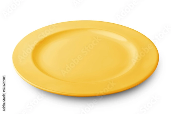 Fototapeta Simple white circular plate with clipping path