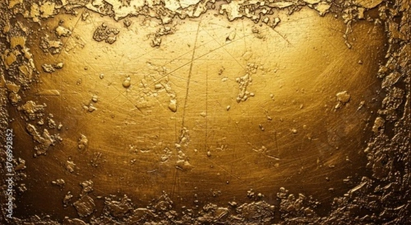 Obraz Closeup texture of aged golden metallic surface with cracks