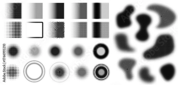 Fototapeta Halftone Gradients, Fully Editable Vector of Gradients in Halftone Pattern, Multiple Patterns of Gradients