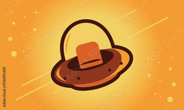 Fototapeta UFO Flying in Outer Space Illustration, Futuristic Alien Spaceship Artwork with Stars and Galaxy Background