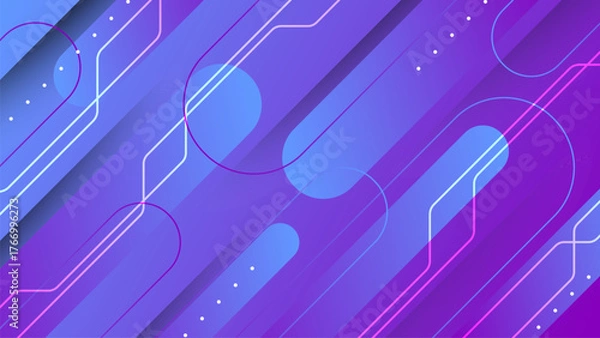 Obraz Diagonal shape and tech line on gradient color. Communication technology background. Abstract internet connection 