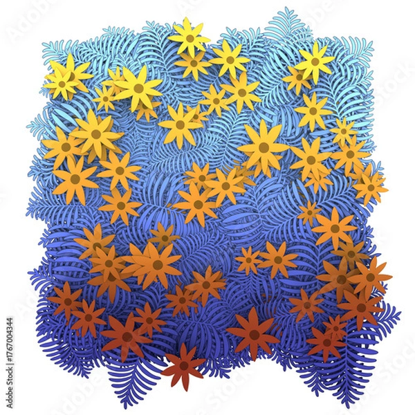 Obraz Bush in cartoon style. 3d rendering.