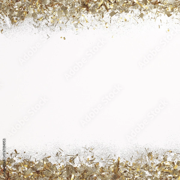 Fototapeta This golden Christmas border illustration features a festive snowflake pattern for a winter holiday card design