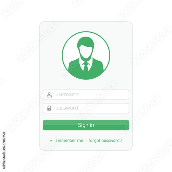 Obraz Minimal vector login form showing fields for username and password, plus a submit button. Ideal for secure access, authentication, or interface UI icons.