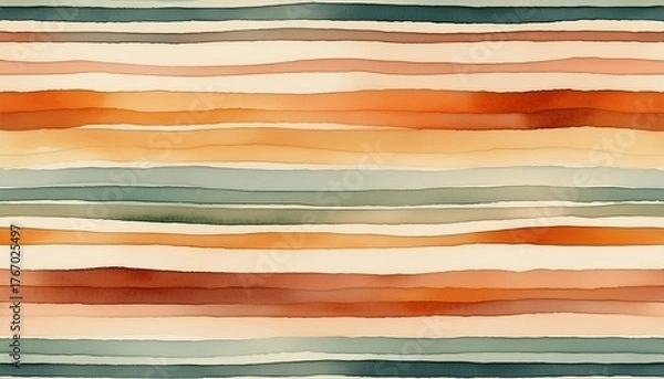 Obraz seamless abstract watercolor striped pattern in earthy boho colors generative ai