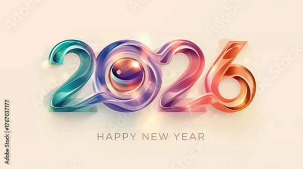 Fototapeta Aurora Ribbon 2026 New Year Vector Design