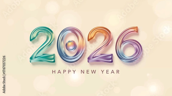 Fototapeta Aurora Ribbon 2026 New Year Vector Design