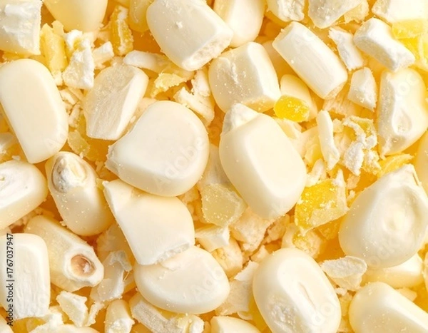 Obraz Close-up view of kernel pieces, showing textures of yellow, white