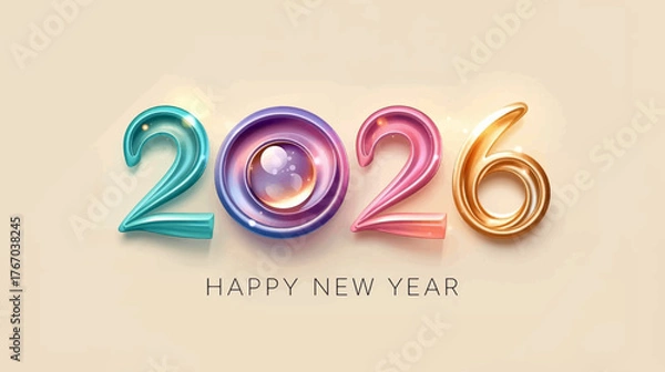 Fototapeta Aurora Ribbon 2026 New Year Vector Design