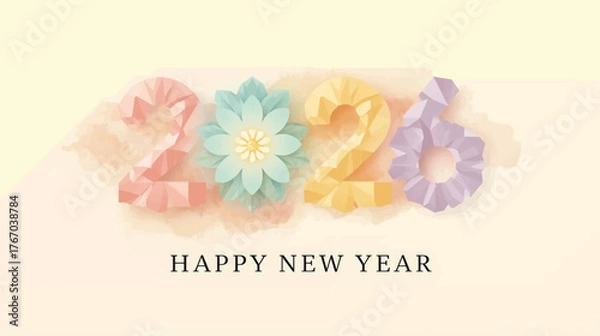 Fototapeta A modern New Year 2026 vector design perfect for greeting cards, posters, digital graphics, and festive branding.