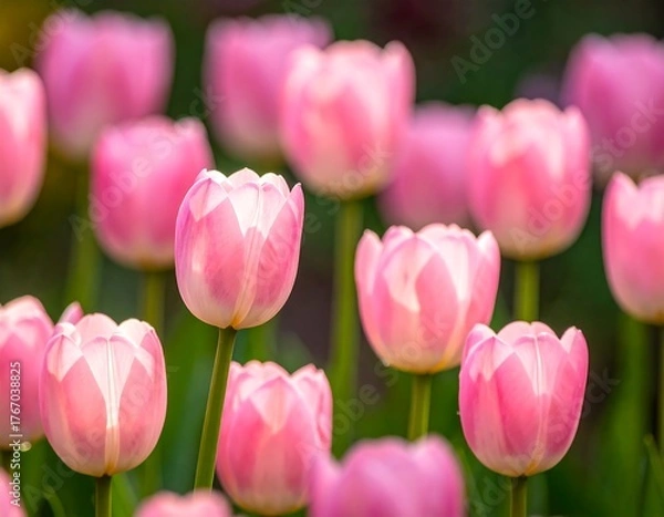 Obraz Close-up view of multiple vibrant pink spring flowers blooming