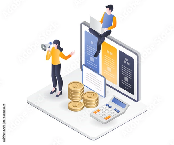 Obraz business man with graph