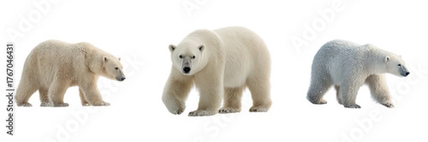 Fototapeta Set of A polar bear standing proudly on transparent png background. Ai generated
