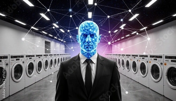 Fototapeta Digital Network Overpowers Everyday Life