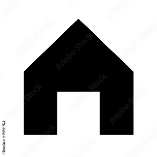 Fototapeta Simple House Icon – Triangle Roof & Square Base, Minimalist Real Estate or Navigation Vector
