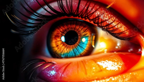 Fototapeta Shiny eye. A vibrant image of an eye with a visual sparkle effect