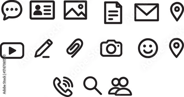 Obraz Modern flat icon set for communication and digital life apps user interface design