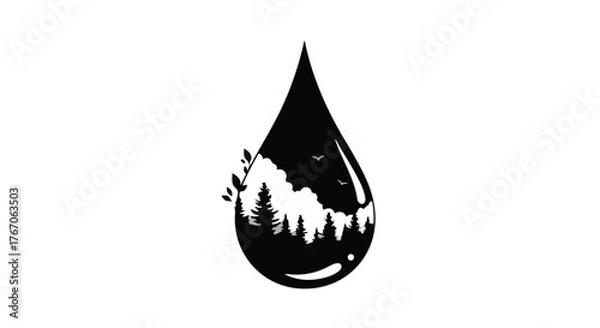 Fototapeta Nature's essence captured within a single drop, symbolizing purity and the environment.