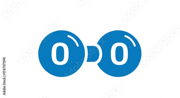 Obraz Simple blue icon representing oxygen molecule, symbolizing science and chemistry