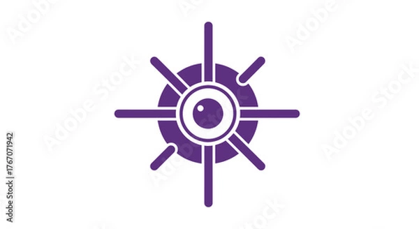 Obraz Abstract purple eye symbol with radiating lines on a white background
