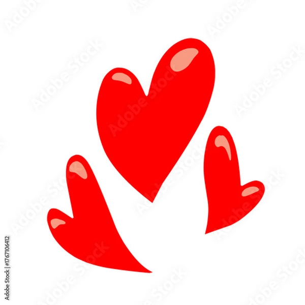 Fototapeta Flat vector illustration of red hearts, simple and clean design perfect for love, romance, and Valentine’s Day themed graphics